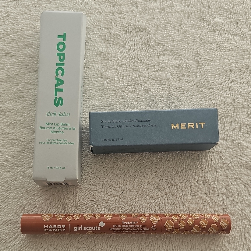 Lip Salve Shade Slick Velvety Marker Set Of 3 Merit Topicals Hard Candy NEW